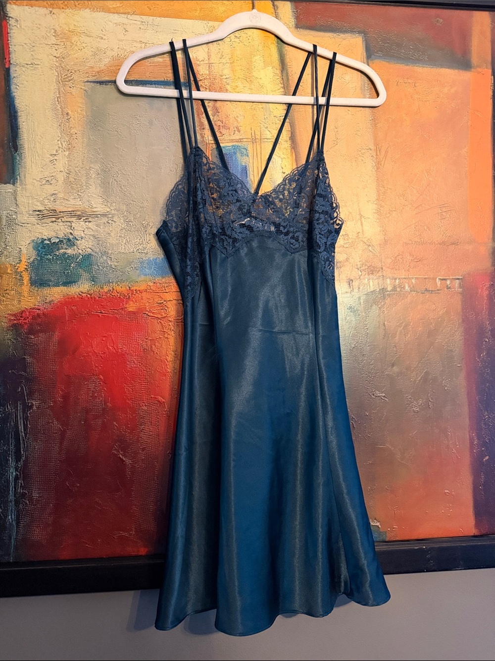 Vintage Victoria’s Secret Emerald Green Satin Slip Dress/Nightie (read descript)